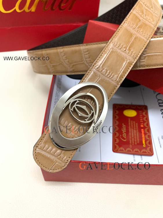 Cartier Khaki Leather Strap 35mm Silver Buckle